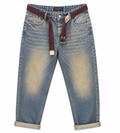 Louis Vuitton-inspired vintage wash monogram wide leg jeans - Shobeir