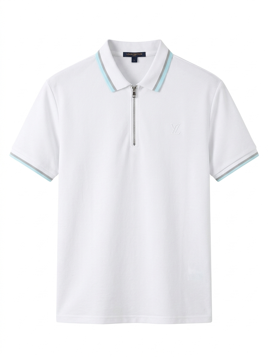 Louis Vuitton-inspired polo shirt white - Shobeir