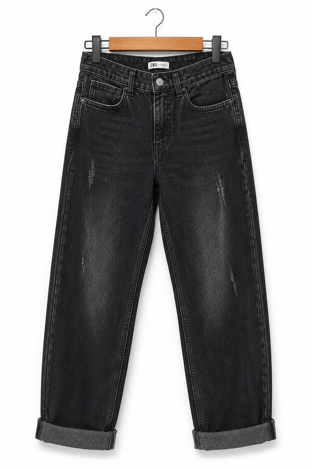 Zara black distressed wide leg jeans - Shobeir
