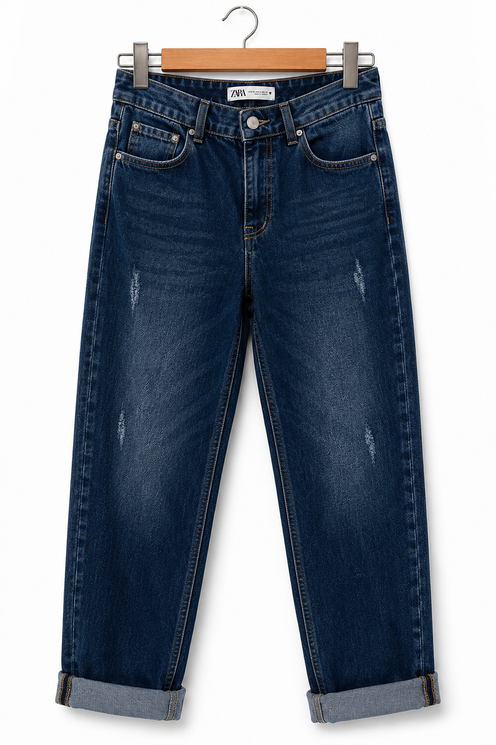 Zara dark blue distressed wide leg jeans - Shobeir