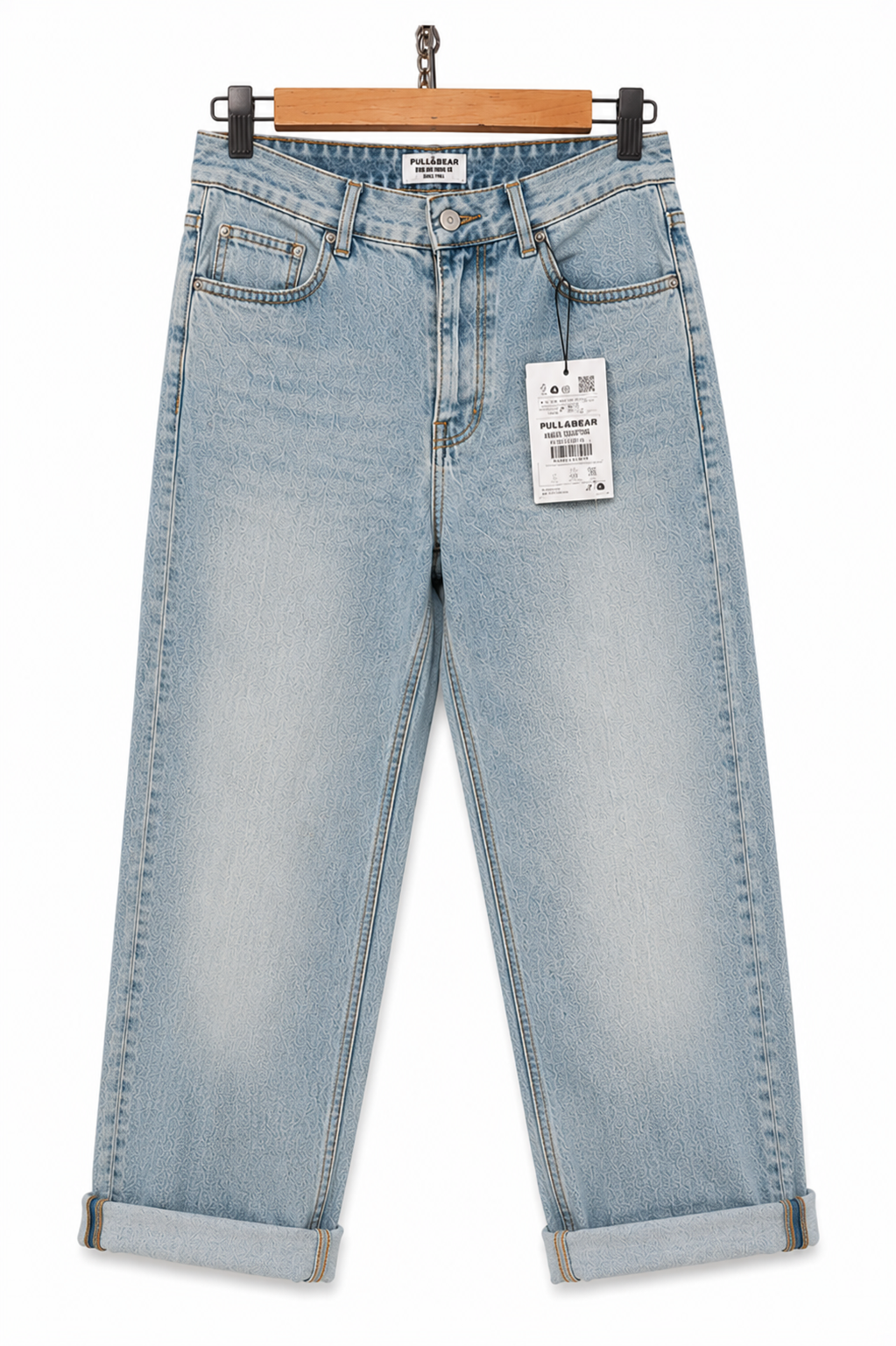 Pull and Bear light blue textured wide leg jeans - Shobeir