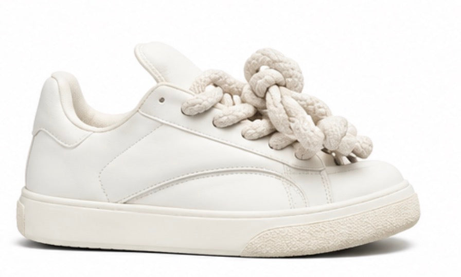 Zara Chunky Rope Lace Sneaker - White