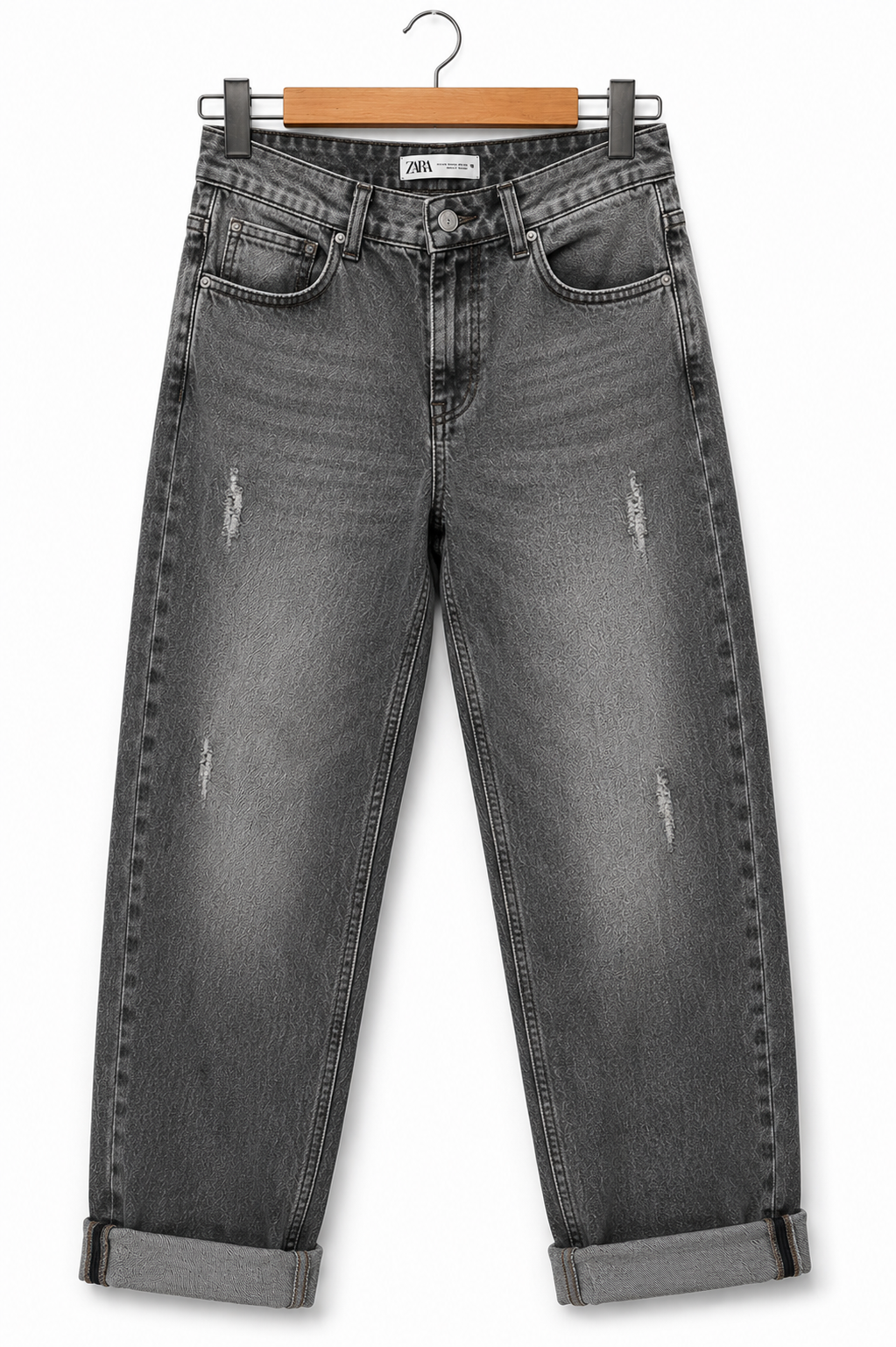 Zara grey distressed wide leg jeans - Shobeir