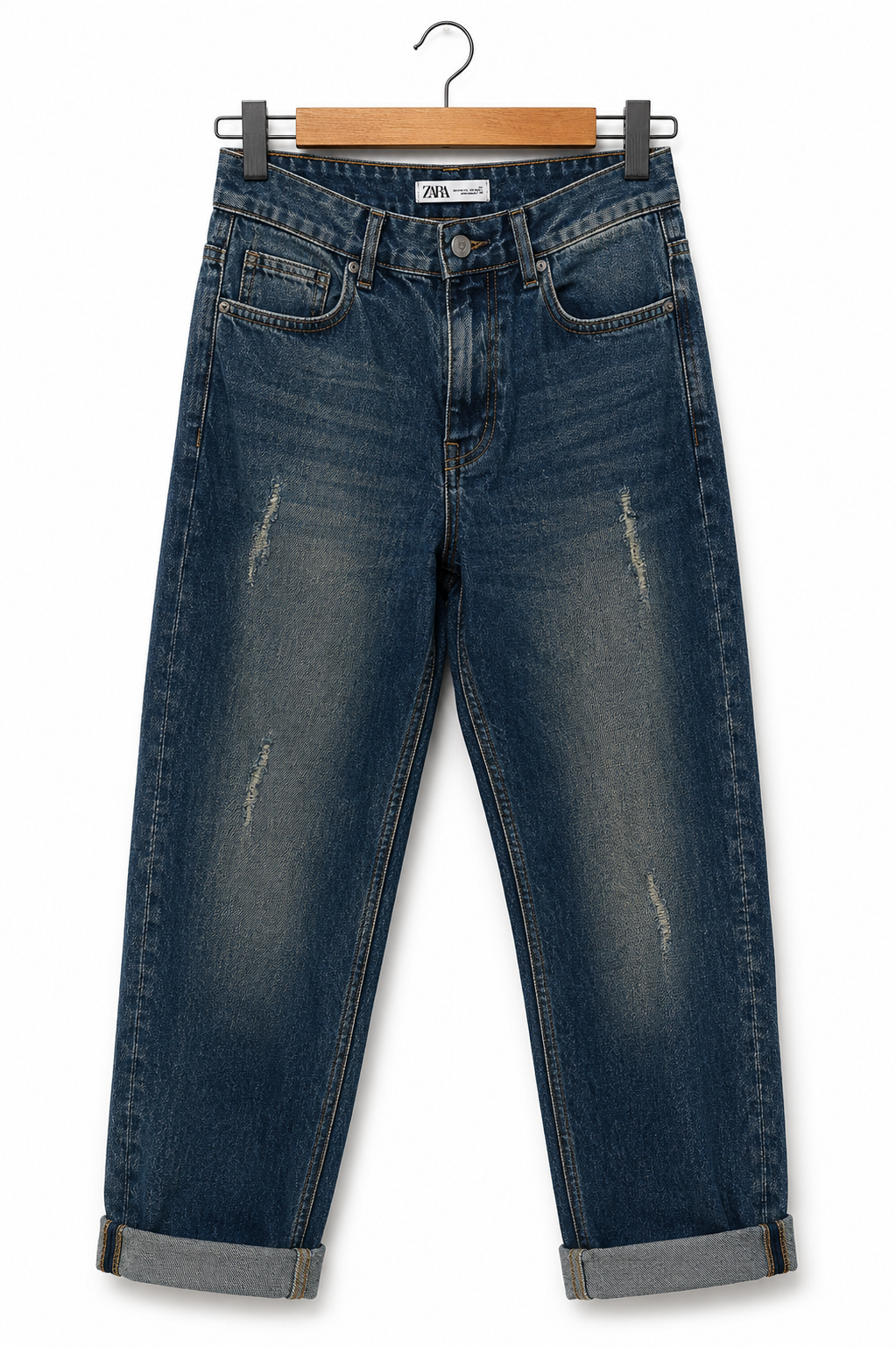 Zara mid blue distressed wide leg jeans - Shobeir