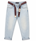Louis Vuitton-inspired light blue monogram wide leg jeans - Shobeir