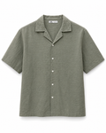 Zara Camp Collar Short Sleeved Shirt - Olive Green