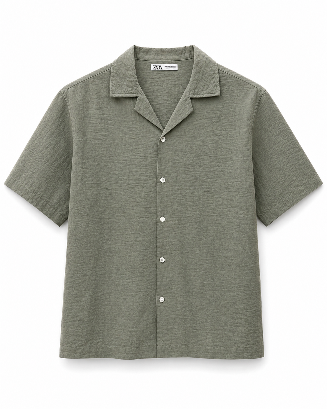 Zara Camp Collar Short Sleeved Shirt - Olive Green